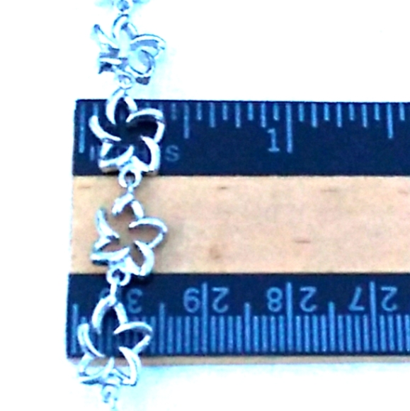 ⏳SALE VTG 925 SterlSilver Plumeria Flower Bracelet - Picture 6 of 8